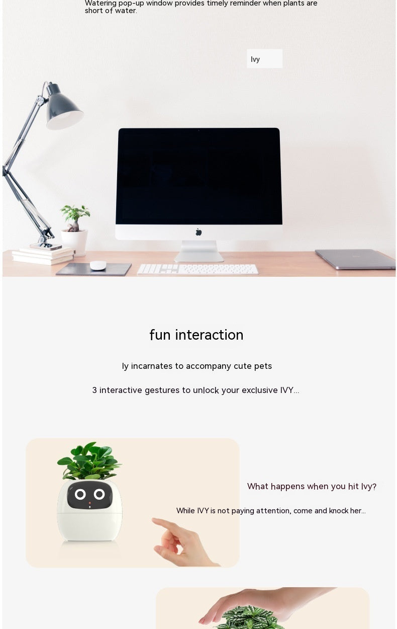 Ai Smart Planter with 49 Rich Expressions 7 Smart Sensors