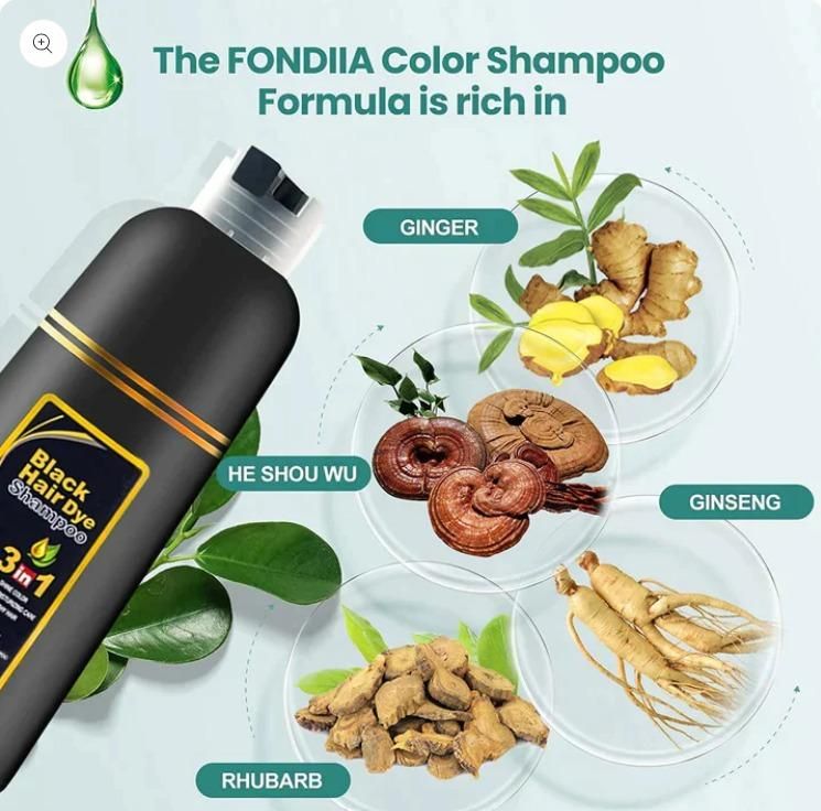 Instant 3-in-1 Black Herbal Hair Dye Shampoo for Grey Hair Coverage (Pack Of 2)