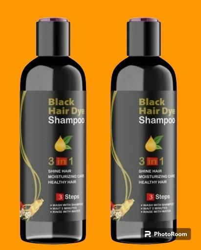 Instant 3-in-1 Black Herbal Hair Dye Shampoo for Grey Hair Coverage (Pack Of 2)